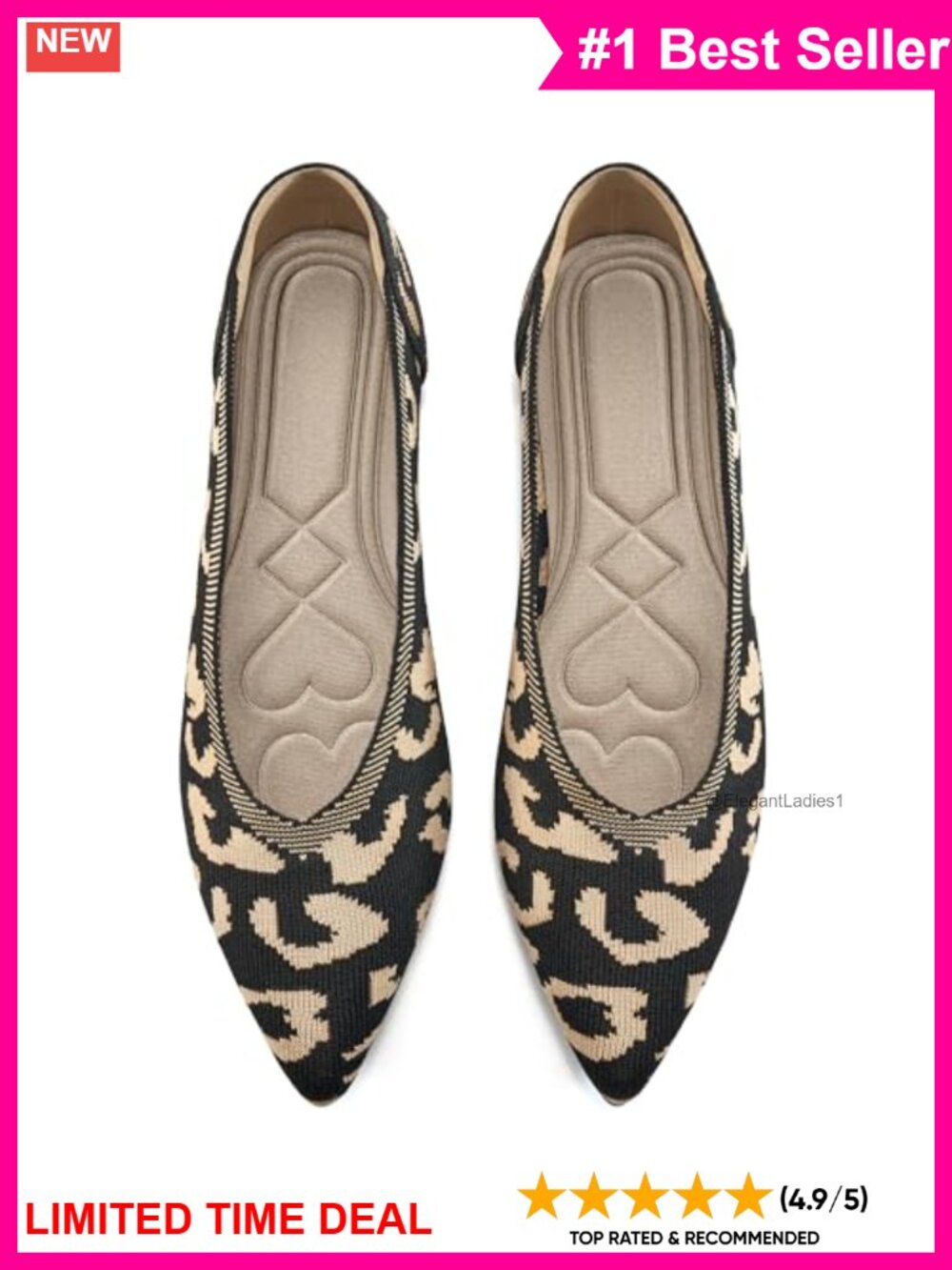 Women's Pointed Toe Knit Ballet Flats Slip On Comfort Shoes